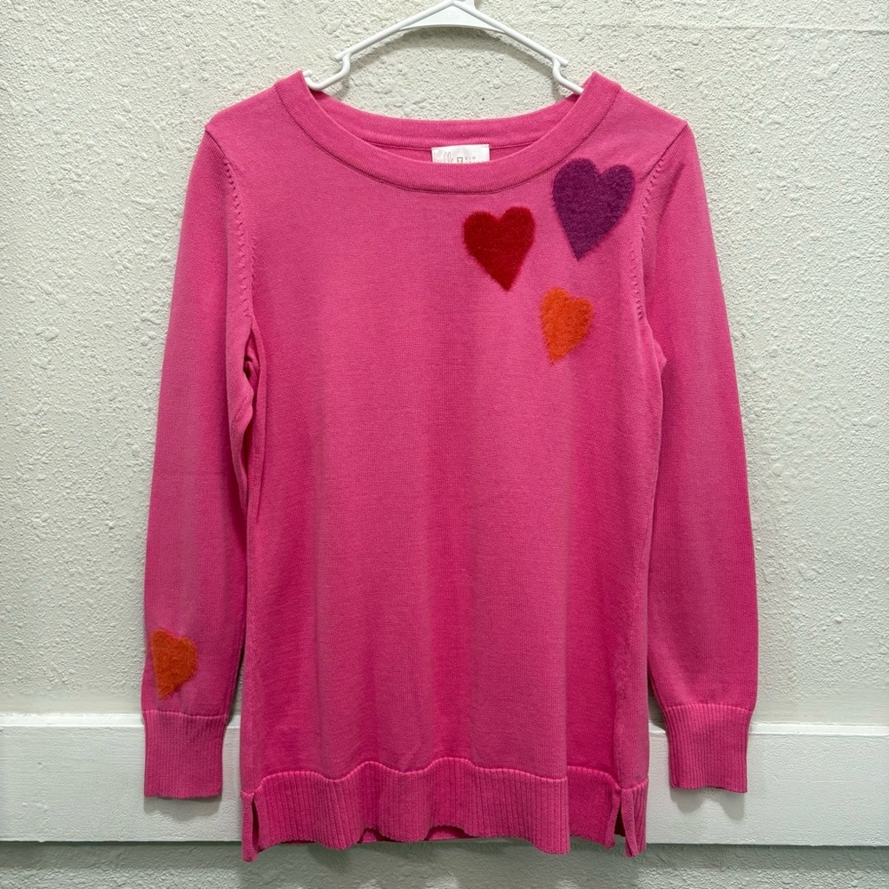 Belle by Kim Gravel Hearts Desire Pink Sweater Size XXS